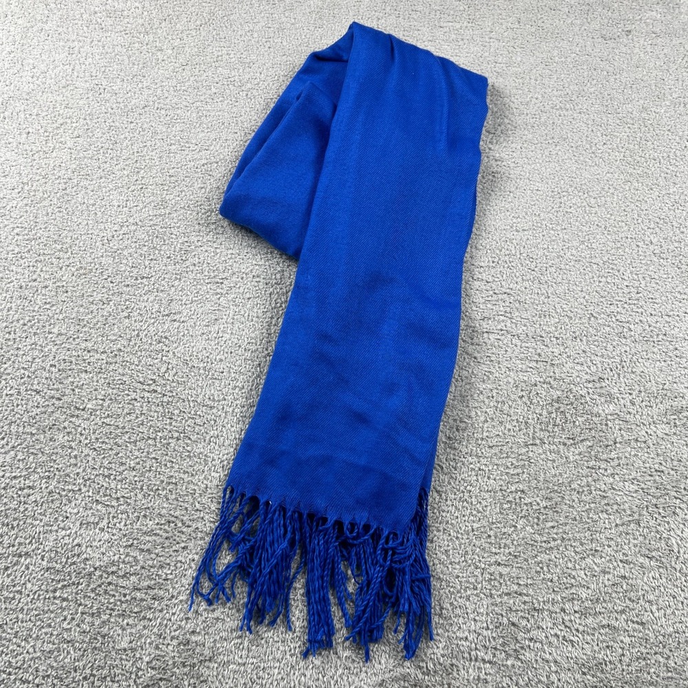100% Cashmere Scarf‎ Unisex OS Blue Fringe Tassel Pashmina Wrap